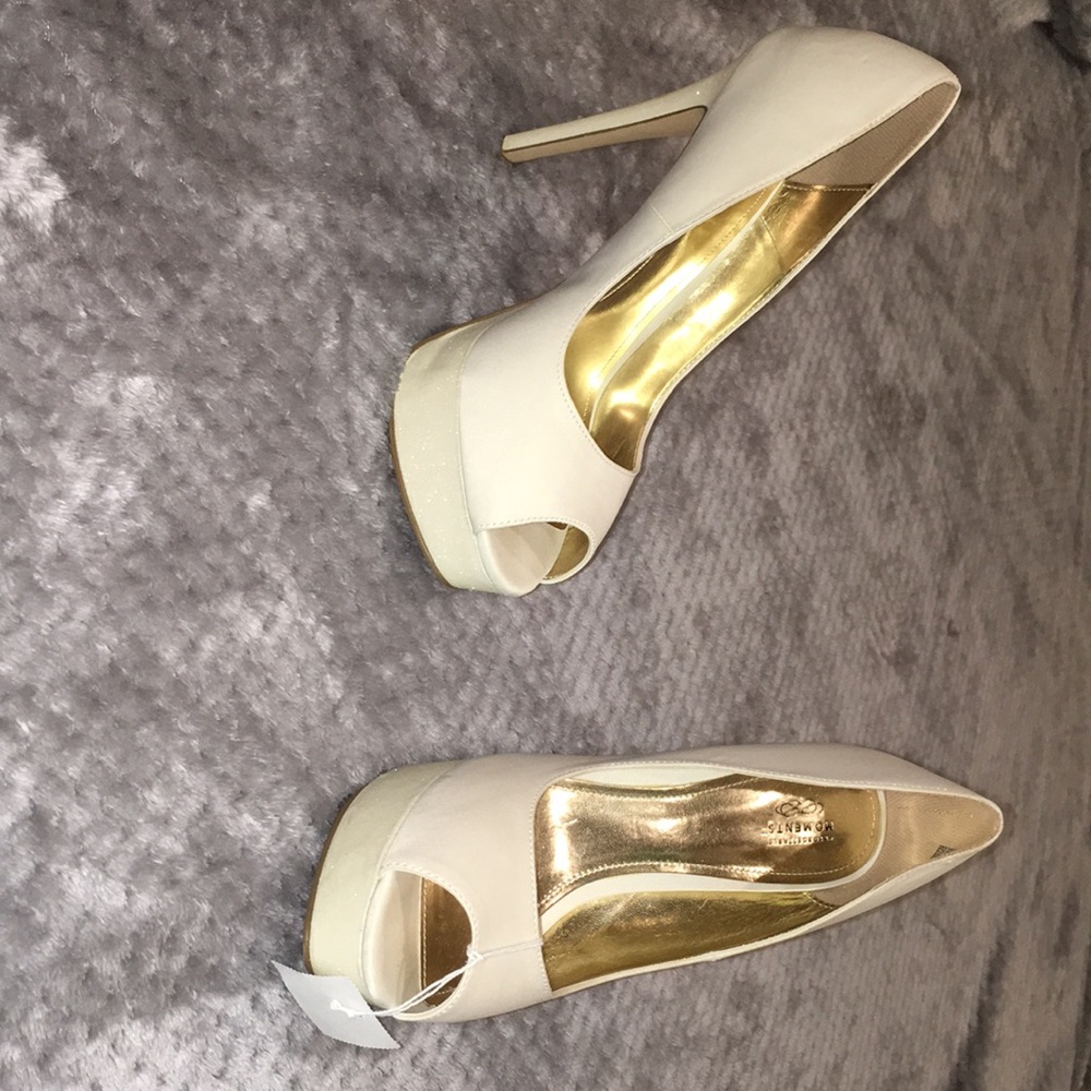 White satin 3inch heels